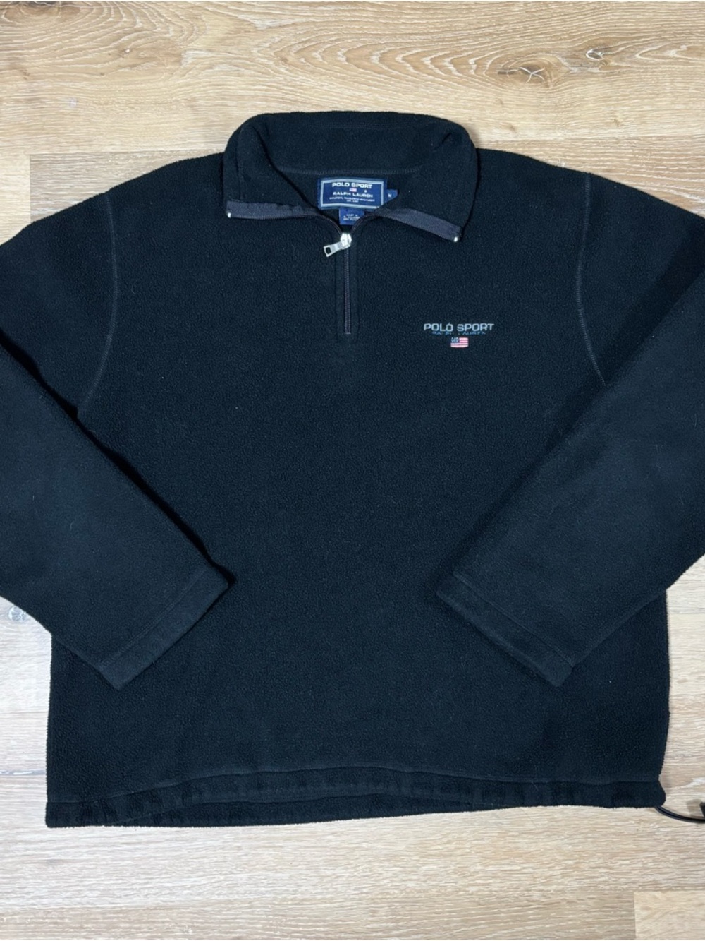 Vintage 90s Polo by Ralph Lauren Black Polo Sport Quarter-Zip Fleece